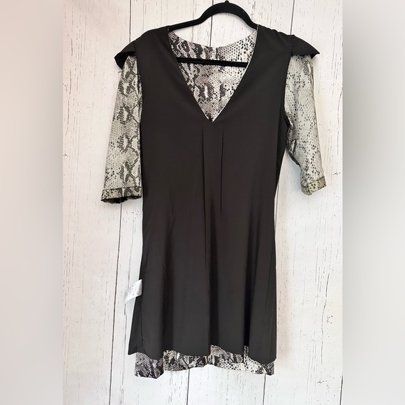 Sen Women’s Snakeskin Print Mini Dress 3/4 Sleeves Size S - Picture 5 of 9